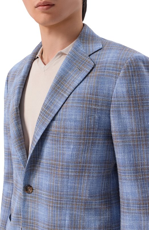 Пиджак из шерсти и шелка Kiton UG81K0628G Голубой  UG81K0628G Фото 6