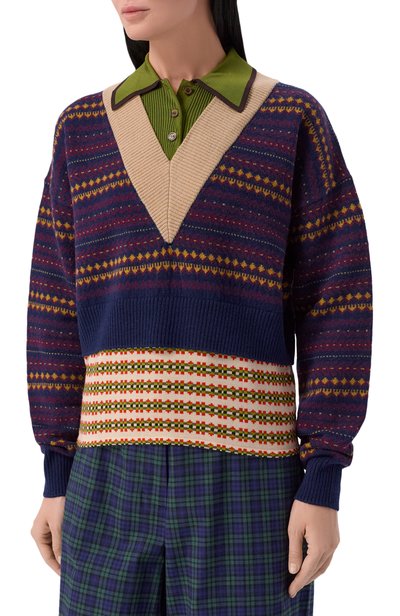Поло из шерсти и вискозы DRIES VAN NOTEN синего цвета по цене 99500 руб., арт. 011226/4760, фото 3 Поло из шерсти и вискозы DRIES VAN NOTEN, арт. 011226/4760, фото 3