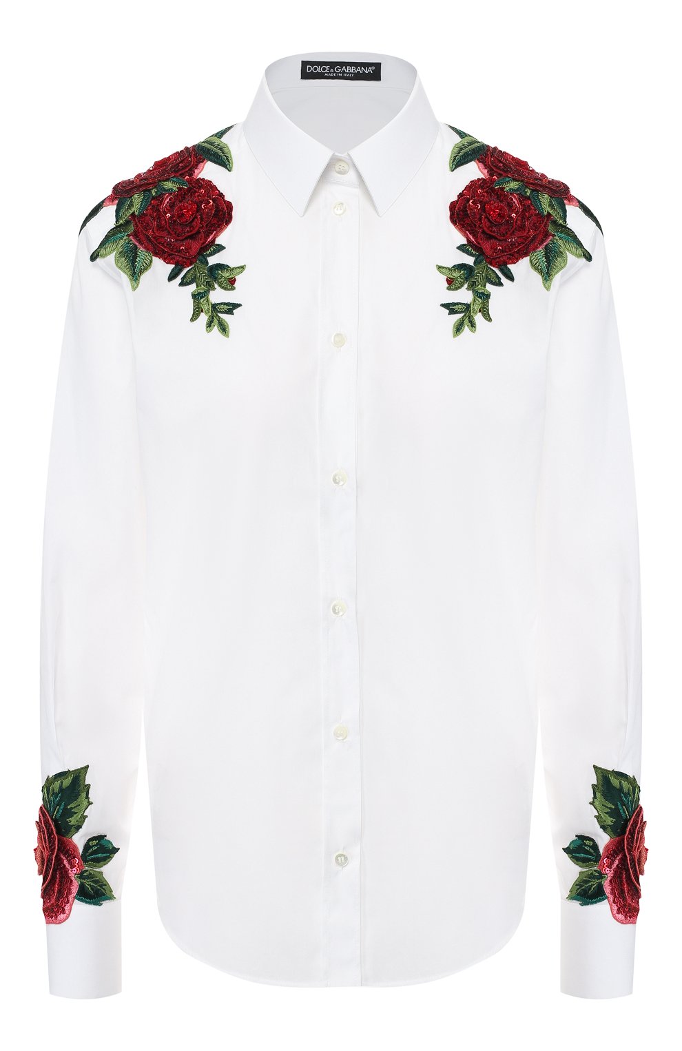 Хлопковая рубашка DOLCE & GABBANA белого цвета по цене 464000 руб., арт. F5I96Z/FU5K9, фото 1 Хлопковая рубашка DOLCE & GABBANA, арт. F5I96Z/FU5K9, фото 1
