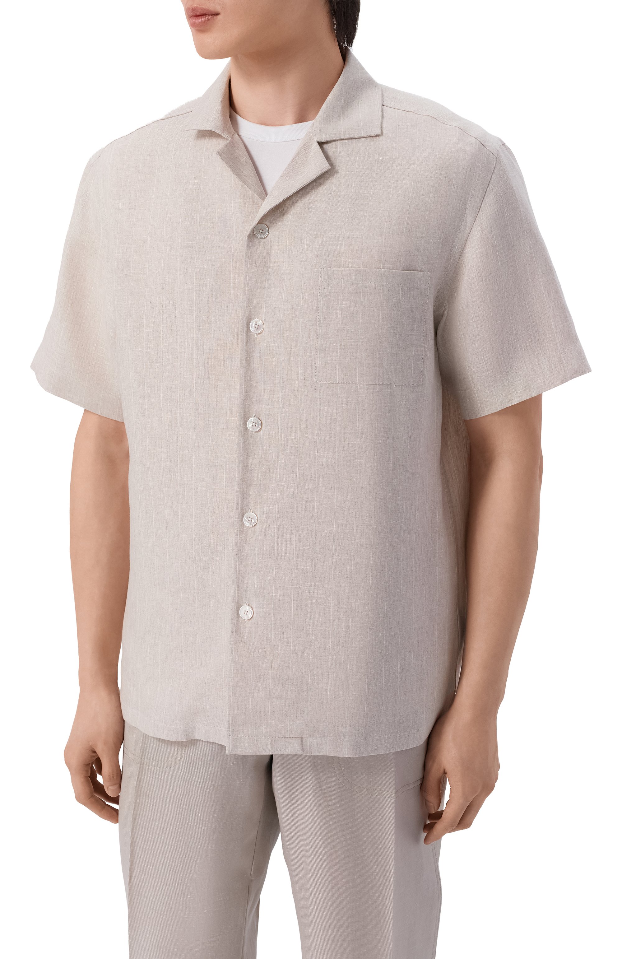 Льняная рубашка FEDELI бежевого цвета по цене 58800 руб., арт. TU000552/NATURAL LIN0, фото 3 Льняная рубашка FEDELI, арт. TU000552/NATURAL LIN0, фото 3