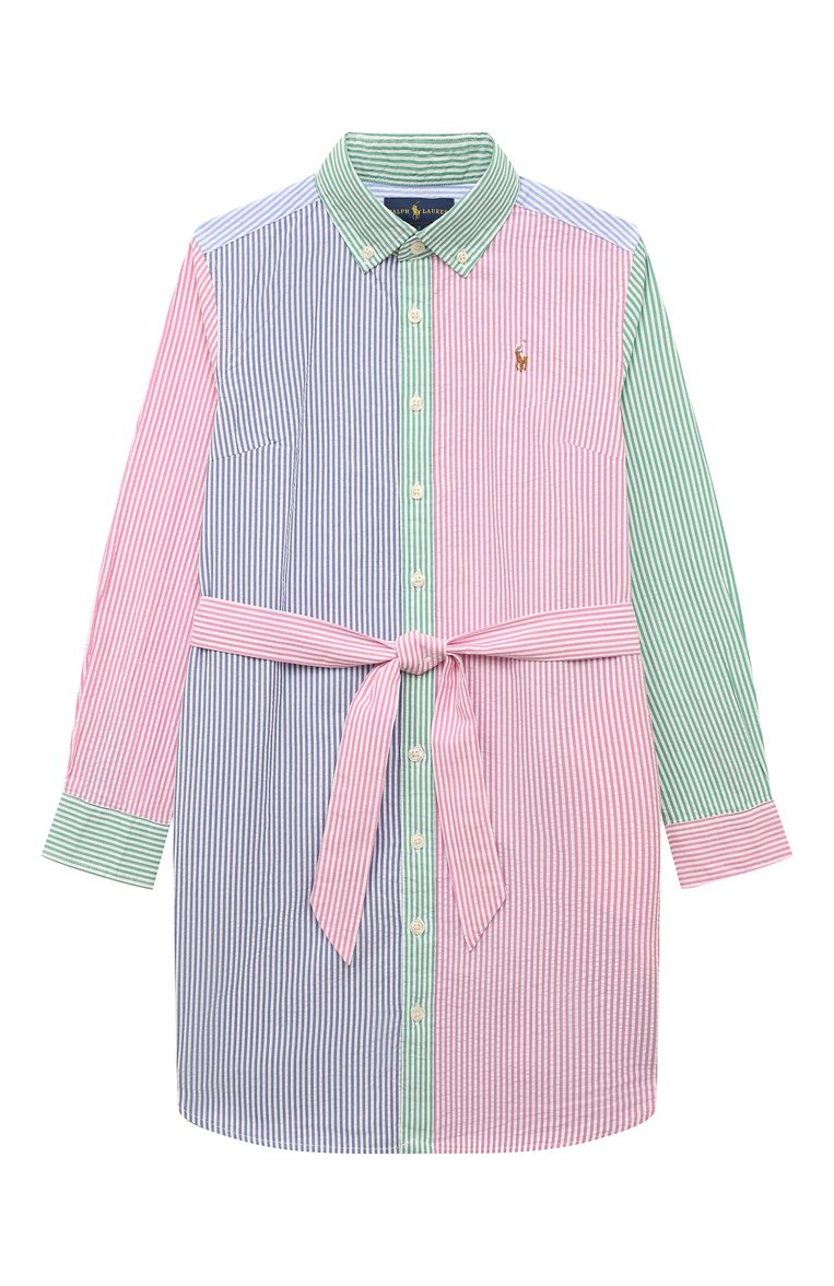 Детское хлопковое платье POLO RALPH LAUREN разноцветного цвета, арт. 313865290 | Фото 1 (Рукава: Длинные; Материал внешний: Хлопок; Девочки Кросс-КТ: Платье-одежда; Случай: Повседневный; Материал сплава: Проставлено; Драгоценные камни: Проставлено; Ростовка одежда: 7 лет | 122 см, 9 лет | 134 см)