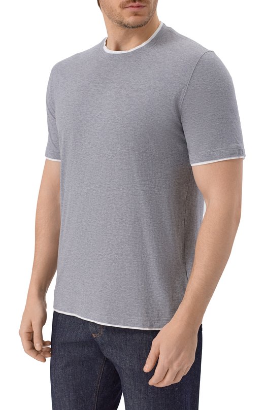 Хлопковая футболка Fedeli TU000200/JERSEY MELANGE Серый  TU000200/JERSEY MELANGE Фото 3