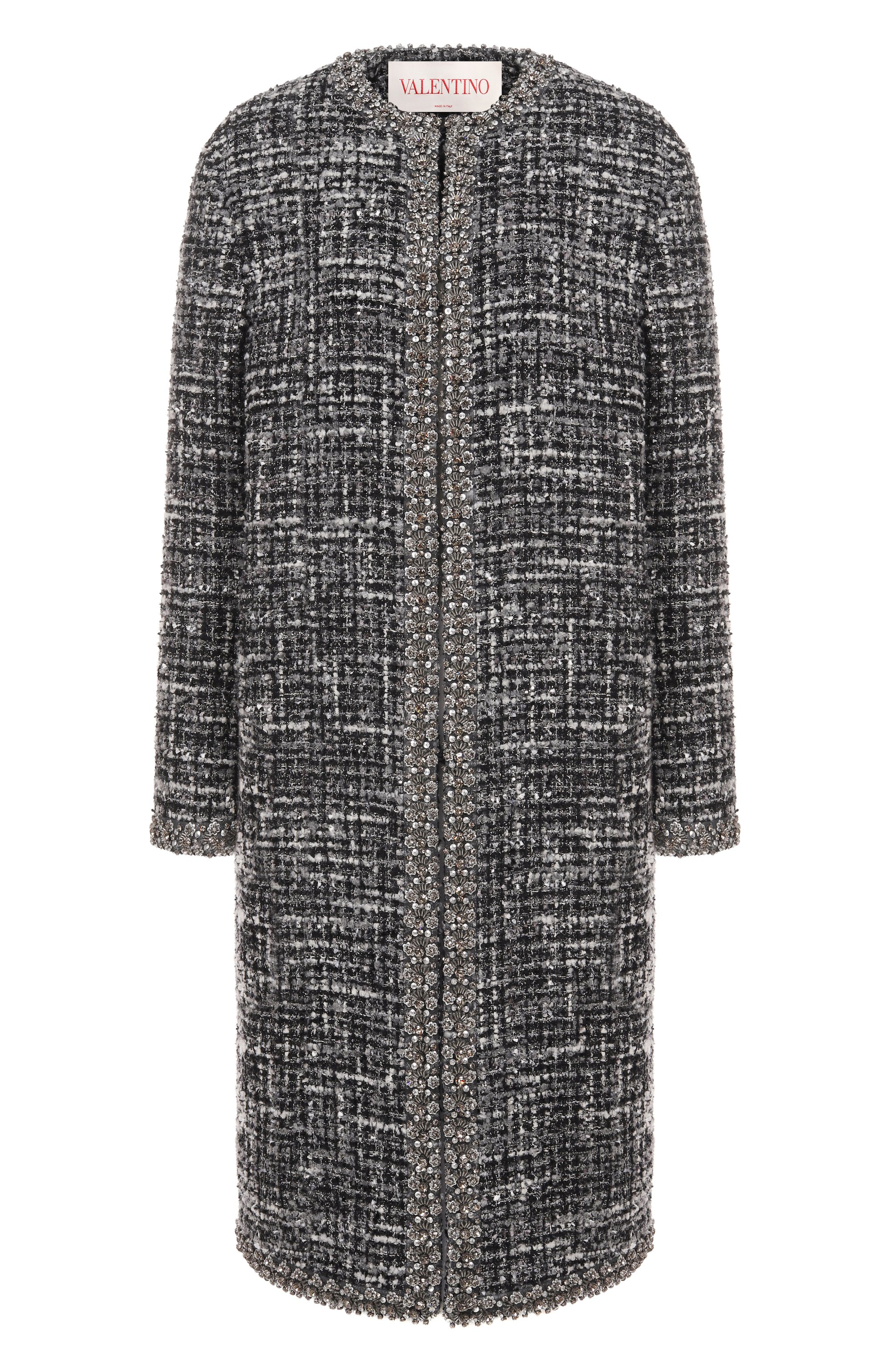 Твидовое пальто VALENTINO серого цвета по цене 827500 руб., арт. 5B3CA7858SF, фото 1 Твидовое пальто VALENTINO, арт. 5B3CA7858SF, фото 1