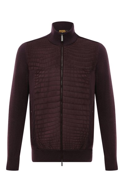 Мужской кардиган с отделкой из кожи аллигатора ZILLI, арт. MBW-NC315-CR0C1/ML01/AMIS