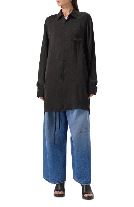 Рубашка из вискозы и шелка Ann Demeulemeester B0011748/FA611 Чёрный  B0011748/FA611 Фото 3