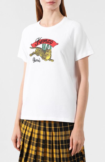Хлопковая футболка KENZO белого цвета по цене 17400 руб., арт. F962TS755967, фото 3 Хлопковая футболка KENZO, арт. F962TS755967, фото 3
