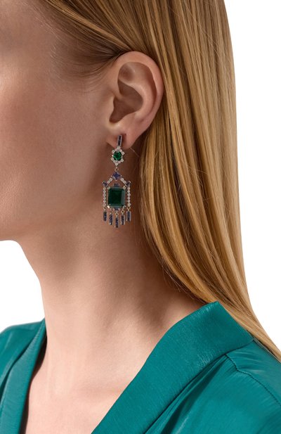 Серьги art deco QUEENSBEE зеленого цвета по цене 88000 руб., арт. 201370, фото 2 Серьги art deco QUEENSBEE, арт. 201370, фото 2