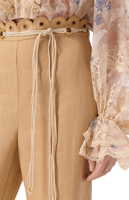 Льняные брюки Zimmermann 6071PRS261 Бежевый  6071PRS261 Фото 5