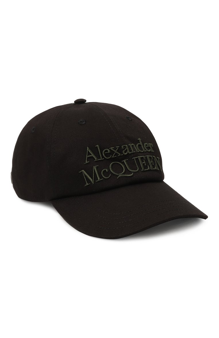 Мужская хлопковая бейсболка ALEXANDER MCQUEEN черного цвета, арт. 688658/4105Q | Фото 1 (Материал сплава: Проставлено; Материал: Текстиль, Хлопок; Нос: Не проставлено)