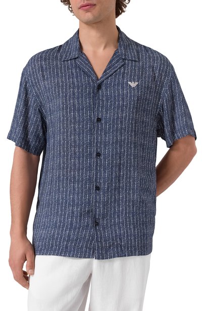 Рубашка из вискозы EMPORIO ARMANI темно-синего цвета по цене 17700 руб., арт. EM000593/AF12351, фото 3 Рубашка из вискозы EMPORIO ARMANI, арт. EM000593/AF12351, фото 3