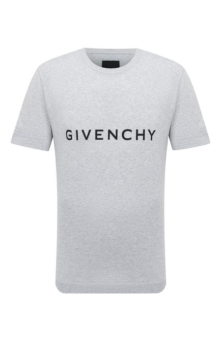 Мужская хлопковая футболка GIVENCHY светло-серого цвета, арт. BM716G/3YAC | Фото 1 (Материал сплава: Проставлено; Драгоценные камни: Проставлено; Длина (для топов): Стандартные; Материал внешний: Хлопок; Рукава: Короткие)