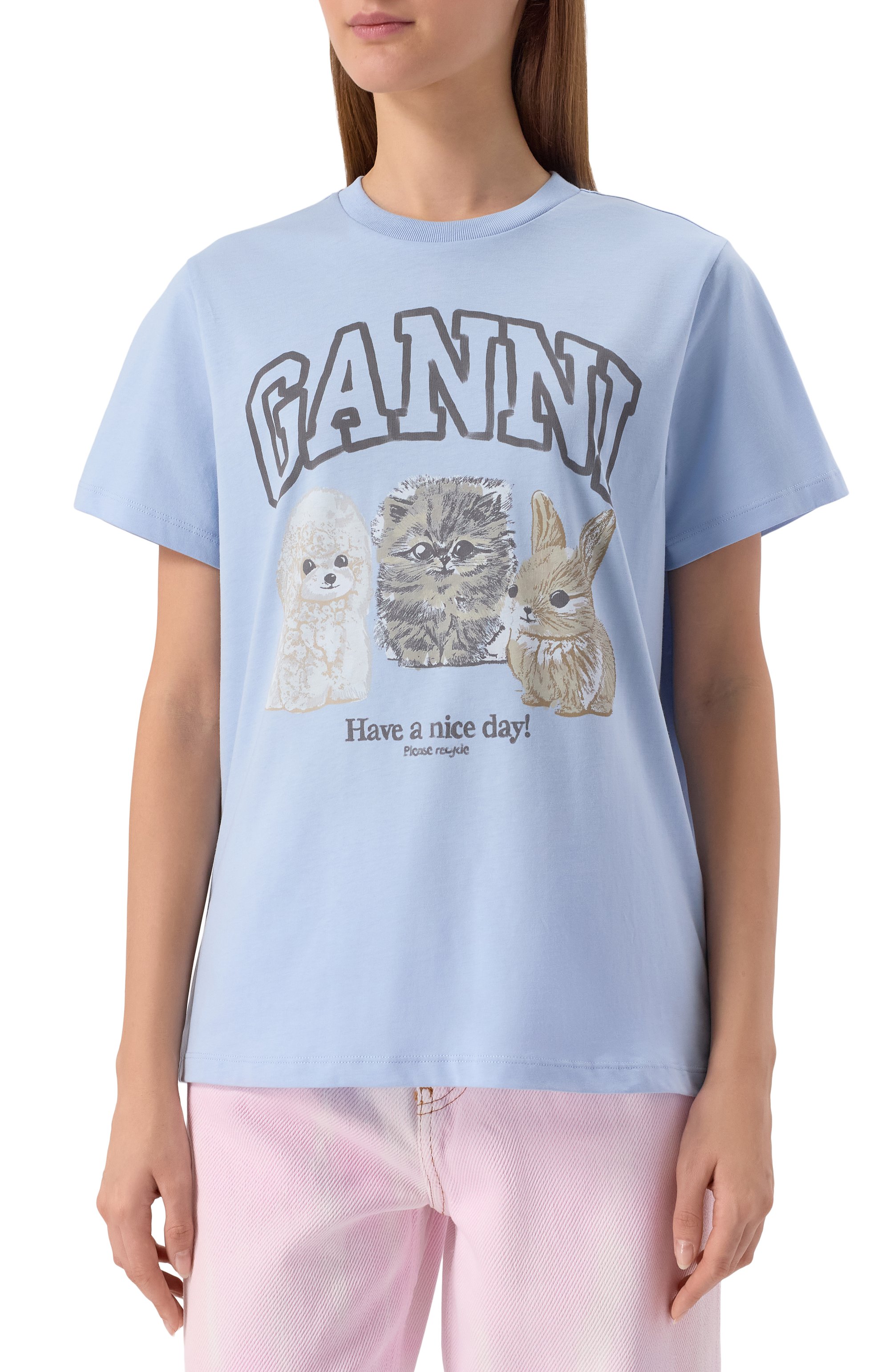 Хлопковая футболка GANNI, арт. T4278, фото 3