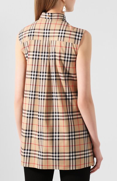 Хлопковый топ BURBERRY бежевого цвета по цене 39950 руб., арт. 8025824, фото 4 Хлопковый топ BURBERRY, арт. 8025824, фото 4