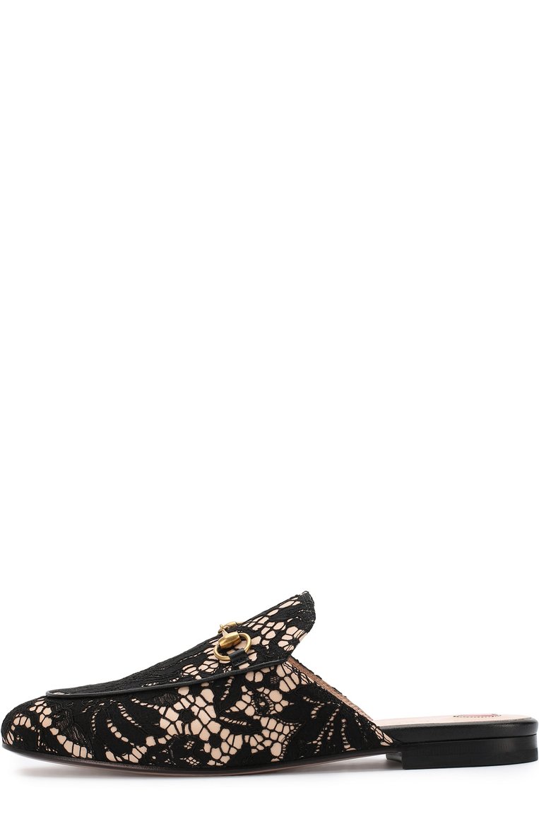 Женские кожаные сабо princetown с глиттером GUCCI черного цвета, арт. 475094/9BY20 | Фото 3 (Статус проверки: Проверена категория, Проверено; Материал внешний: Текстиль, Натуральная кожа; Подошва: Плоская; Каблук высота: Без каблука, Низкий; Материал внутренний: Натуральная кожа)