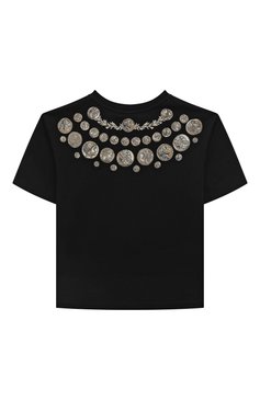 Детская хлопковая футболка DOLCE & GABBANA черного цвета, арт. L4JTEY/G7J8H/8-14 | Фото 2 (Рукава: Короткие; Материал сплава: Проставлено; Материал внешний: Хлопок; Мальчики Кросс-КТ: Футболка-одежда; Драгоценные камни: Проставлено)