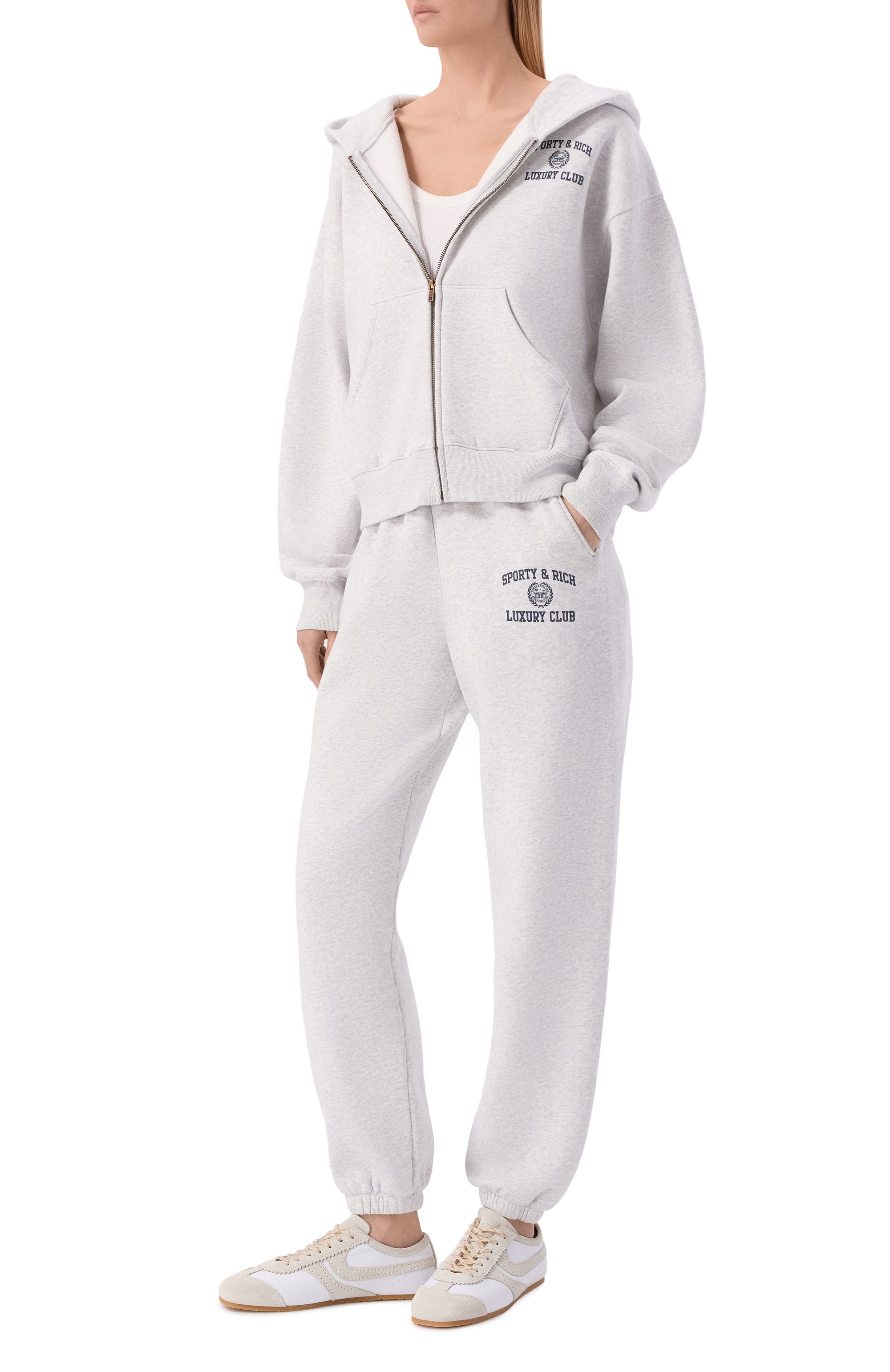 Хлопковая толстовка luxury club SPORTY AND RICH, арт. ST0947842GY03/S&R LUXURY CLUB ZIPPED H00DIE, фото 2