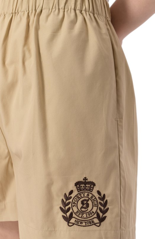 Хлопковые шорты Sporty and Rich SH012612241BE22 Бежевый  SH012612241BE22 Фото 5