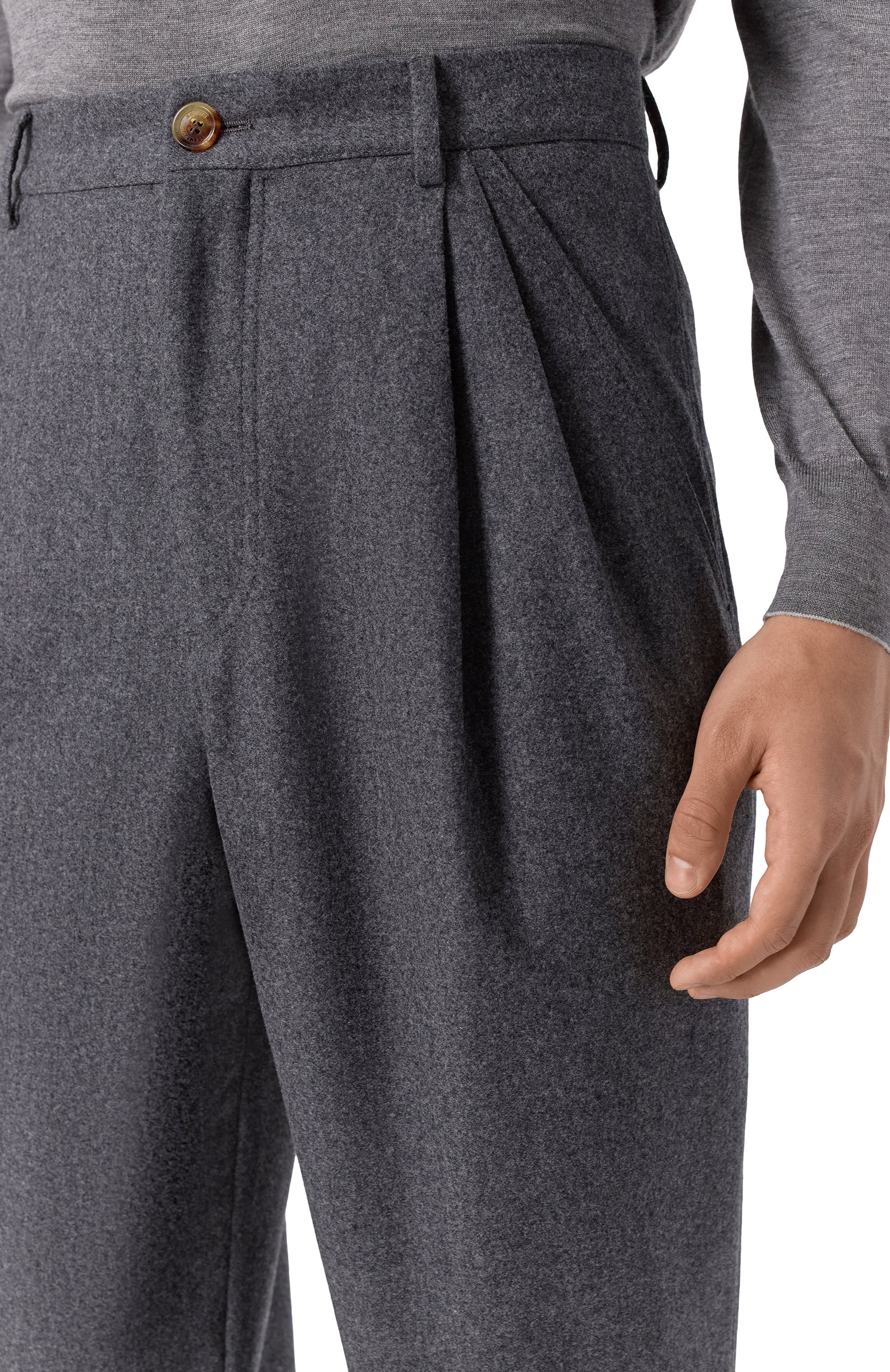 Шерстяные брюки BRUNELLO CUCINELLI темно-серого цвета по цене 164000 руб., арт. M038PS2480, фото 5 Шерстяные брюки BRUNELLO CUCINELLI, арт. M038PS2480, фото 5