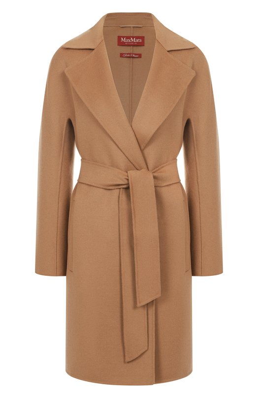Шерстяное пальто Max Mara Studio AJACCI0 Бежевый AJACCI0