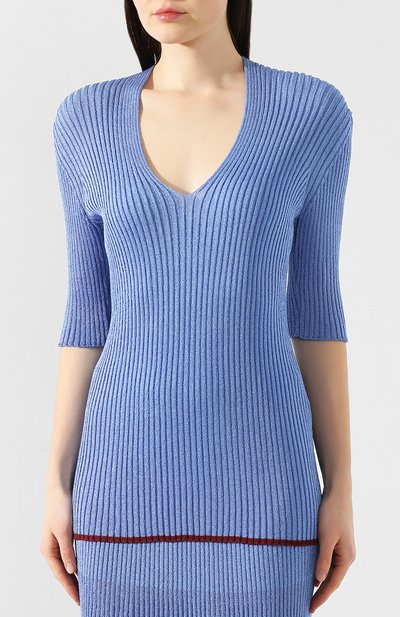 Топ из вискозы VICTORIA BECKHAM голубого цвета по цене 53300 руб., арт. TP KNT 1733 PSS19 DRAPE GAUZE, фото 3 Топ из вискозы VICTORIA BECKHAM, арт. TP KNT 1733 PSS19 DRAPE GAUZE, фото 3
