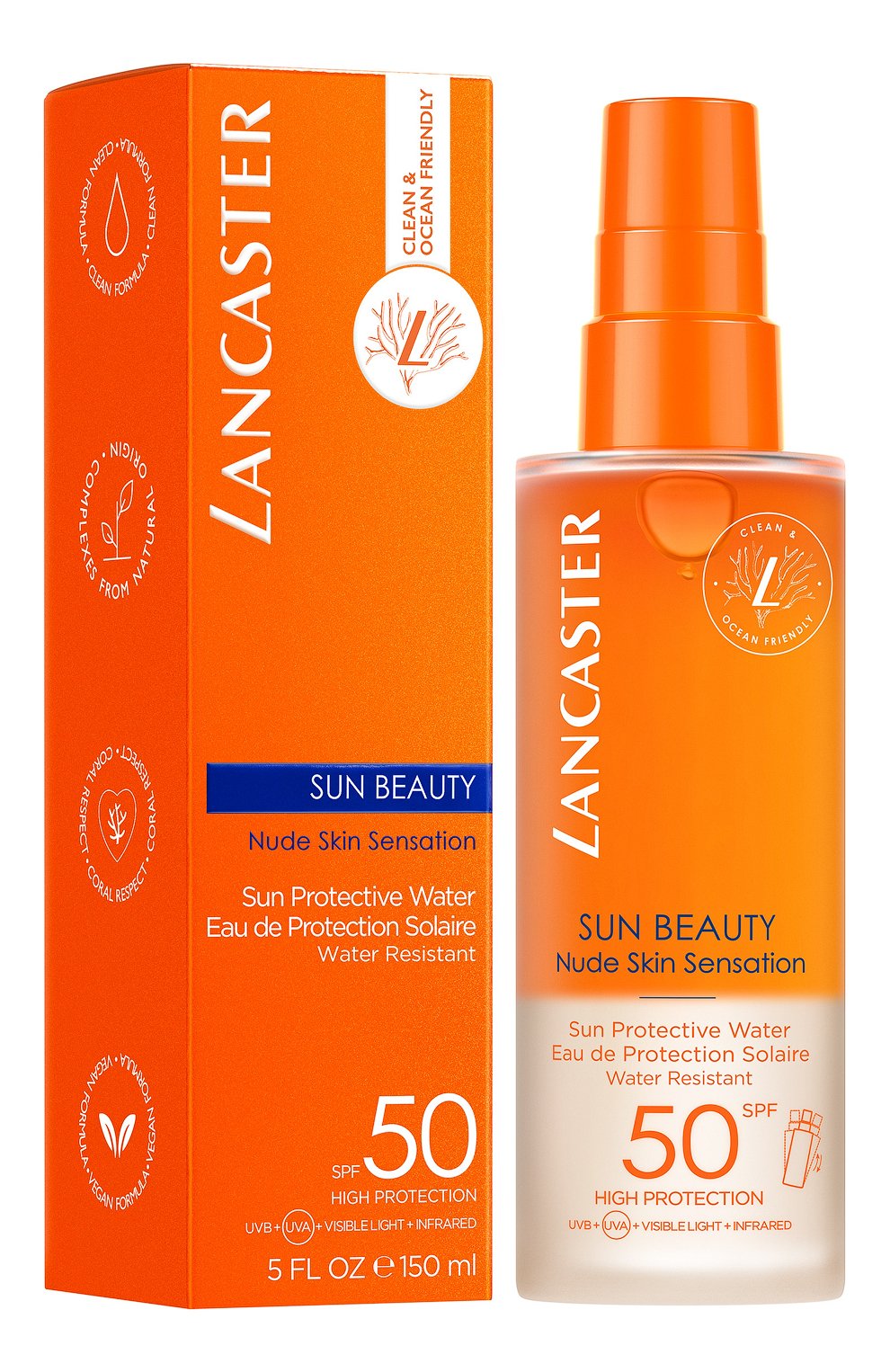 Солнцезащитная вода sun beauty nude skin sensation sun protective water spf 50 (150ml) LANCASTER, арт. 3616302022533, фото 2
