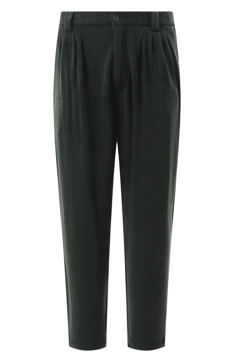 Мужские хлопковые брюки GIORGIO ARMANI темно-зеленого цвета, арт. GM001250/TE13896 | Фото 1 (Длина (брюки, джинсы): Стандартные; Драгоценные камни: Проставлено; Материал сплава: Проставлено; Случай: Повседневный; Стили: Кэжуэл; Материал внешний: Хлопок)