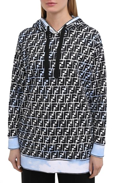 Хлопковое худи FENDI синего цвета по цене 126500 руб., арт. FS7263 AC6F, фото 3 Хлопковое худи FENDI, арт. FS7263 AC6F, фото 3