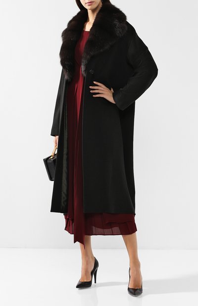 Шерстяное пальто с меховым воротником KITON, арт. D44615PK02406/LGUA, фото 2