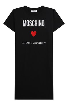 Детское хлопковое платье MOSCHINO черного цвета, арт. HDV0EQ/LAA22/10-14 | Фото 1 (Рукава: Короткие; Случай: Повседневный; Материал сплава: Проставлено; Материал внешний: Хлопок; Девочки Кросс-КТ: Платье-одежда; Драгоценные камни: Проставлено; Ростовка одежда: 12 лет | 152 см, 10 - 11 лет | 140 - 146см)