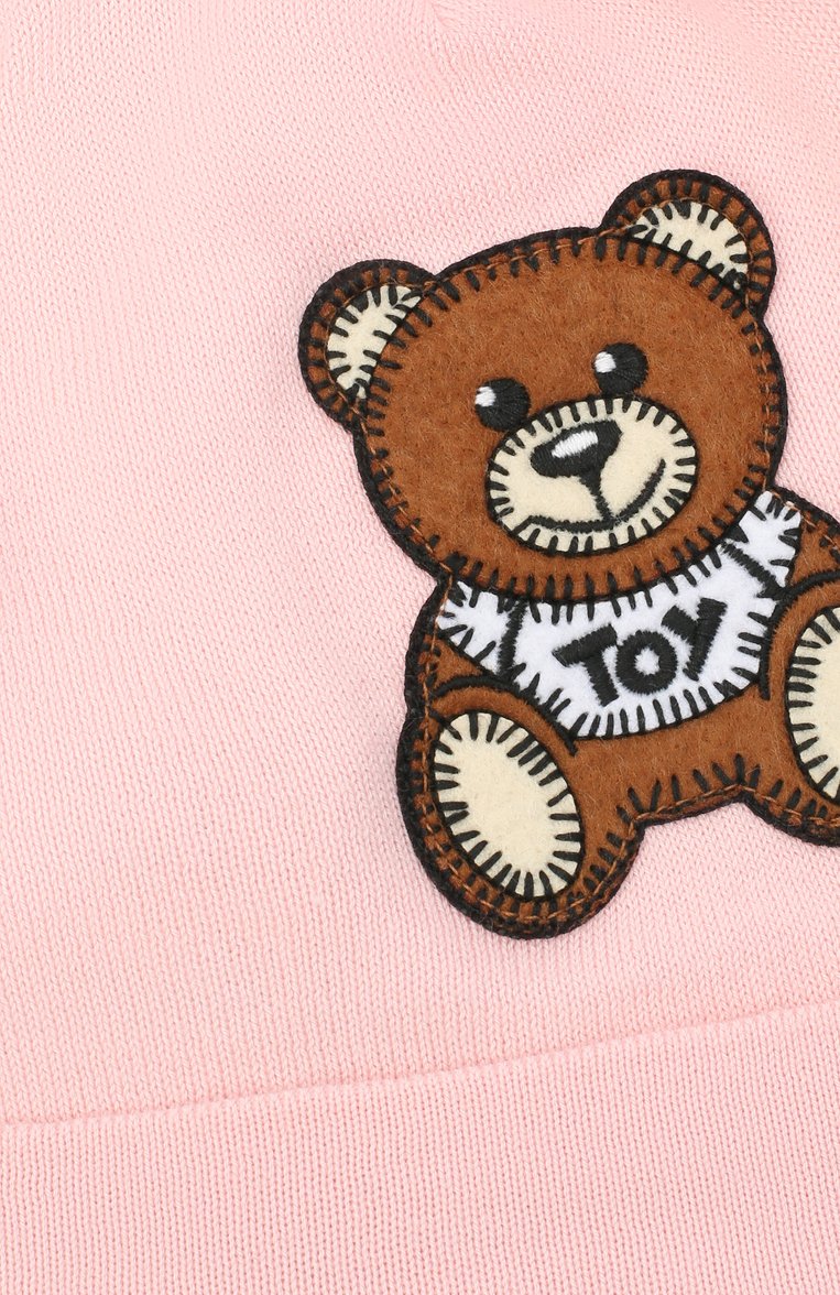 Детского хлопковая шапка MOSCHINO розового цвета, арт. HUX014/LHE03 | Фото 3 (Материал: Текстиль, Хлопок; Региональные ограничения белый список (Axapta Mercury): RU; Нос: Не проставлено)