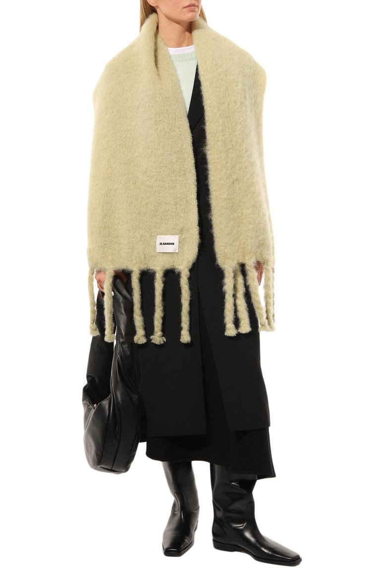 Женский шерстяной шарф JIL SANDER  цвета, арт. J52TE0006/J40041 | Фото 2 (Материал: Шерсть, Текстиль; Нос: Не проставлено)