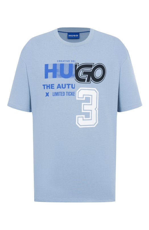 Хлопковая футболка HUGO Blue 50544168 Голубой 50544168