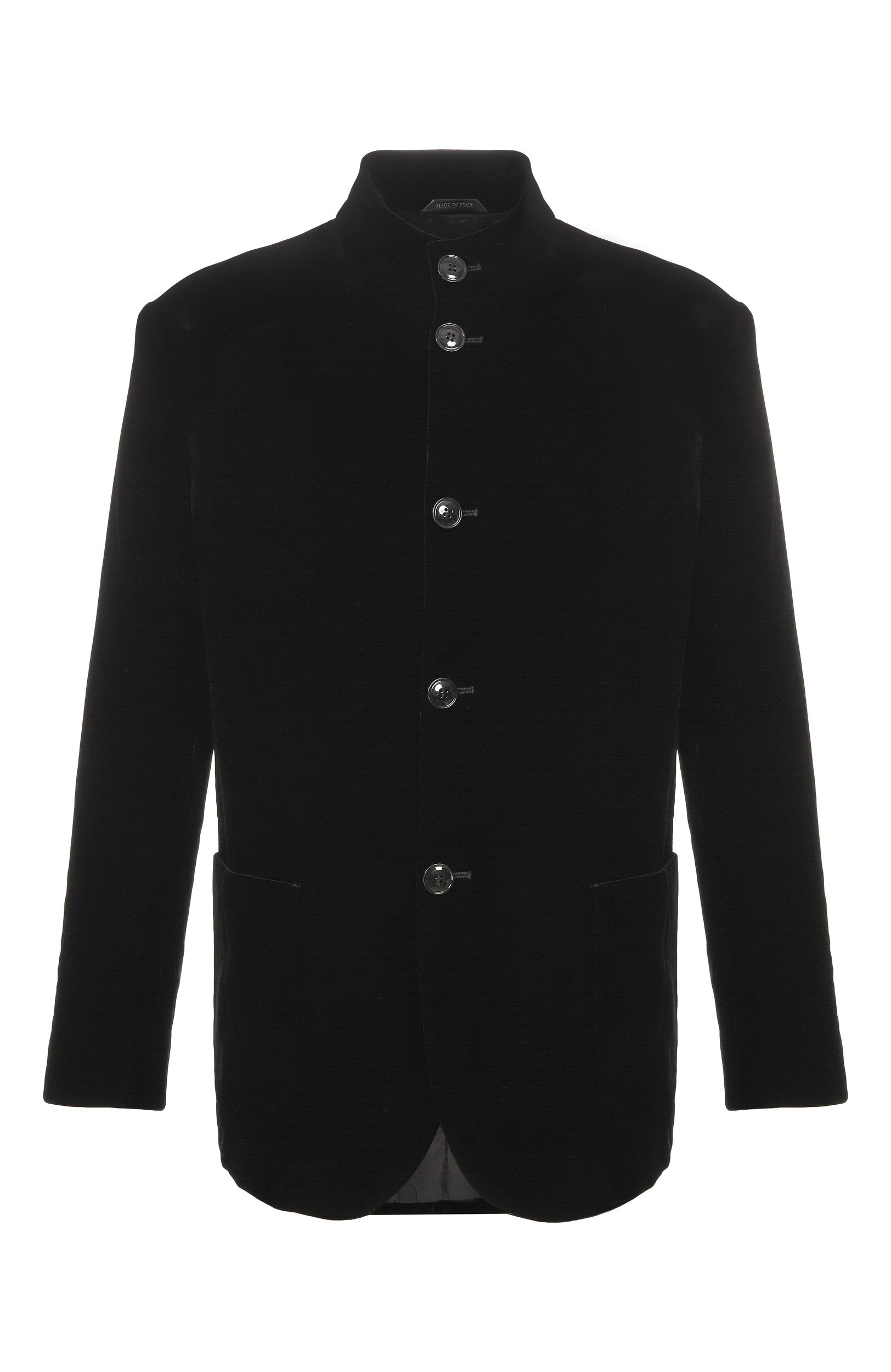 Бархатный пиджак GIORGIO ARMANI черного цвета по цене 297500 руб., арт. GM004677/TE10046, фото 1 Бархатный пиджак GIORGIO ARMANI, арт. GM004677/TE10046, фото 1