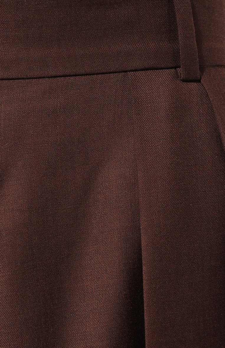 Женские шерстяные брюки LESYANEBO коричневого цвета, арт. SS24/H-807/Zig | Фото 5 (Силуэт Ж (брюки и джинсы): Широки�е; Материал внешний: Шерсть; Длина (брюки, джинсы): Стандартные; Женское Кросс-КТ: Брюки-одежда; Материал сплава: Проставлено; Стили: Классический; Драгоценные камни: Проставлено; Материал подклада: Вискоза)