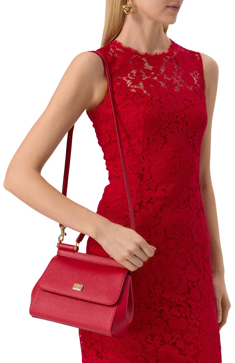 Женская сумка sicily small DOLCE & GABBANA красного цвета, арт. BB9003_BE9003_BI9003/A1001_1_ | Фото 2 (Материал: Натуральная кожа; Ремень/цепочка: На ремешке; Сумки-технические: Сумки top-handle; Размер: small)