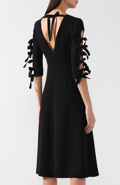 Однотонное платье с укороченным рукавом и v-образным вырезом BOTTEGA VENETA, арт. 513227/VZX60, фото 4