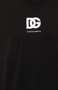 Мужская хлопковая футболка DOLCE & GABBANA черного цвета, арт. G8PN9Z/G7M2F | Фото 5 (Рукава: Короткие; Длина (для �топов): Стандартные; Принт: С принтом; Материал сплава: Проставлено; Материал внешний: Хлопок; Стили: Спорт-шик; Драгоценные камни: Проставлено)