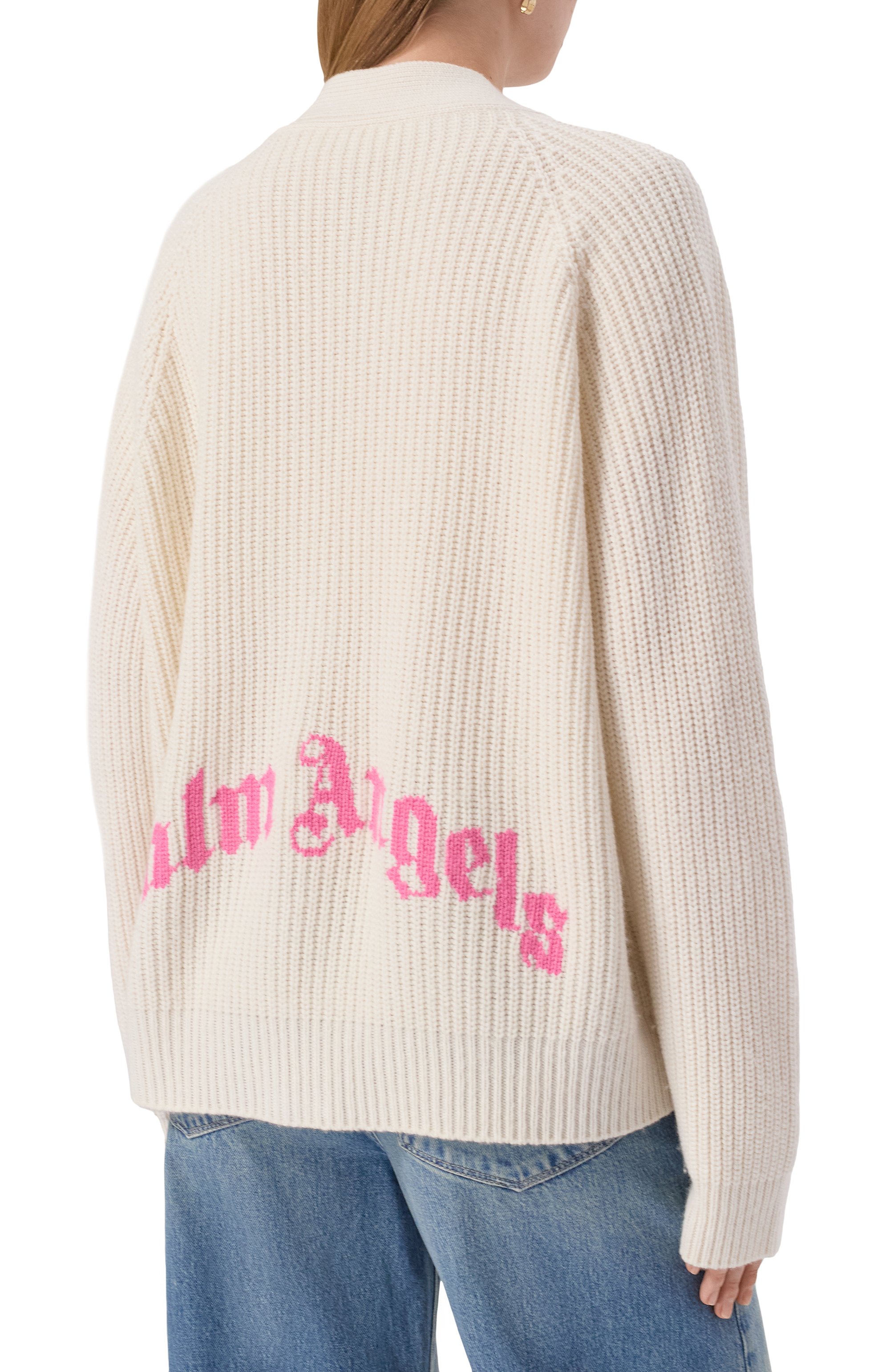 Кардиган из шерсти и вискозы PALM ANGELS, арт. PWHB045F25KNI001, фото 4