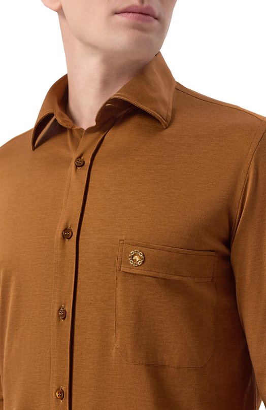 Рубашка из шелка и хлопка Stefano Ricci CJ007302/TE3100 Коричневый  CJ007302/TE3100 Фото 5