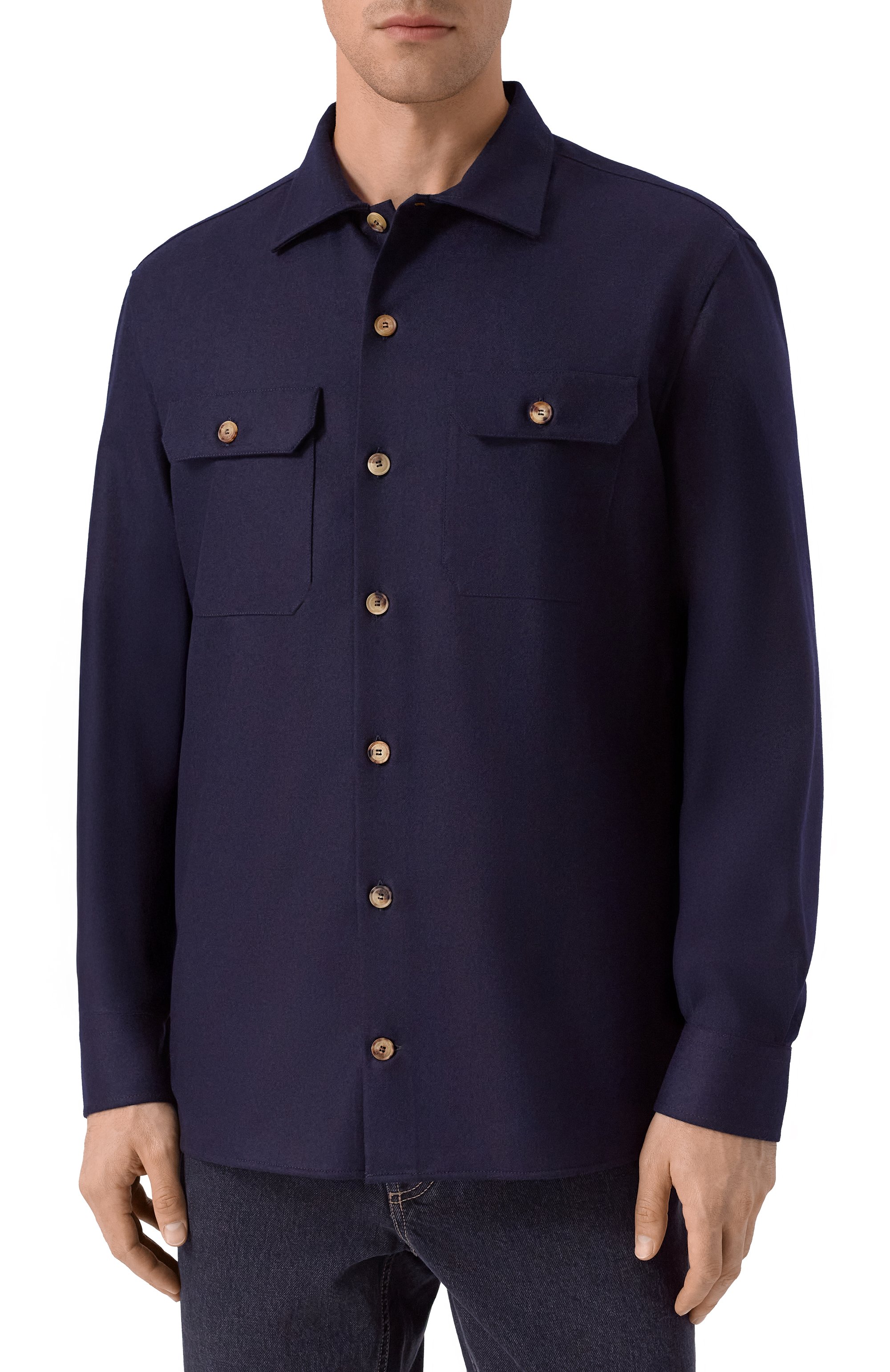 Шерстяная рубашка BRUNELLO CUCINELLI темно-синего цвета по цене 139500 руб., арт. M038P0720, фото 3 Шерстяная рубашка BRUNELLO CUCINELLI, арт. M038P0720, фото 3