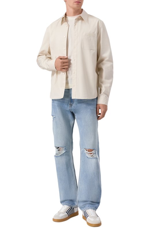 Хлопковая рубашка Amiri AMSTCA1170 Кремовый  AMSTCA1170 Фото 2