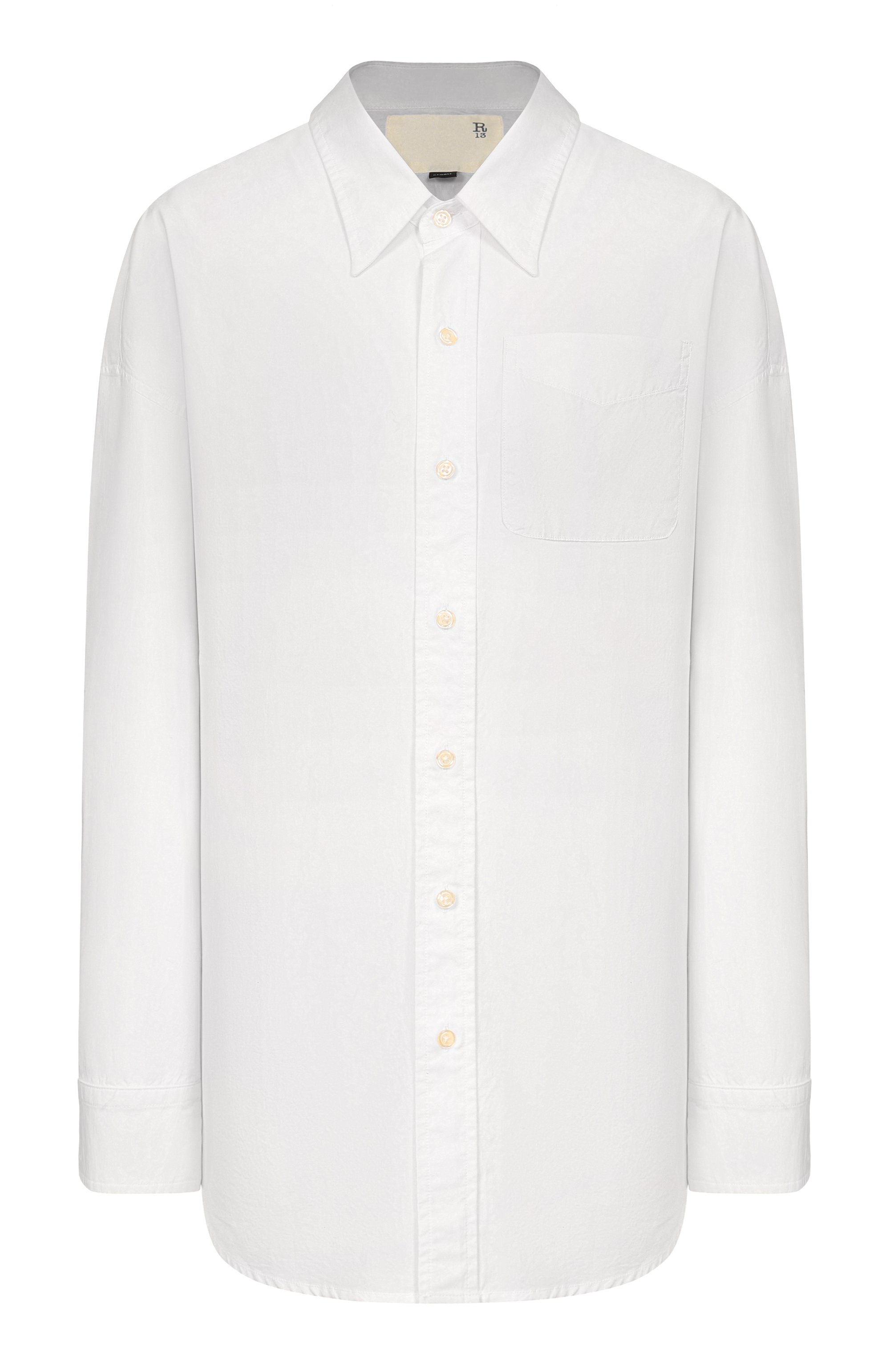 Хлопковая рубашка R13 белого цвета по цене 35700 руб., арт. R13W7469-001, фото 1 Хлопковая рубашка R13, арт. R13W7469-001, фото 1