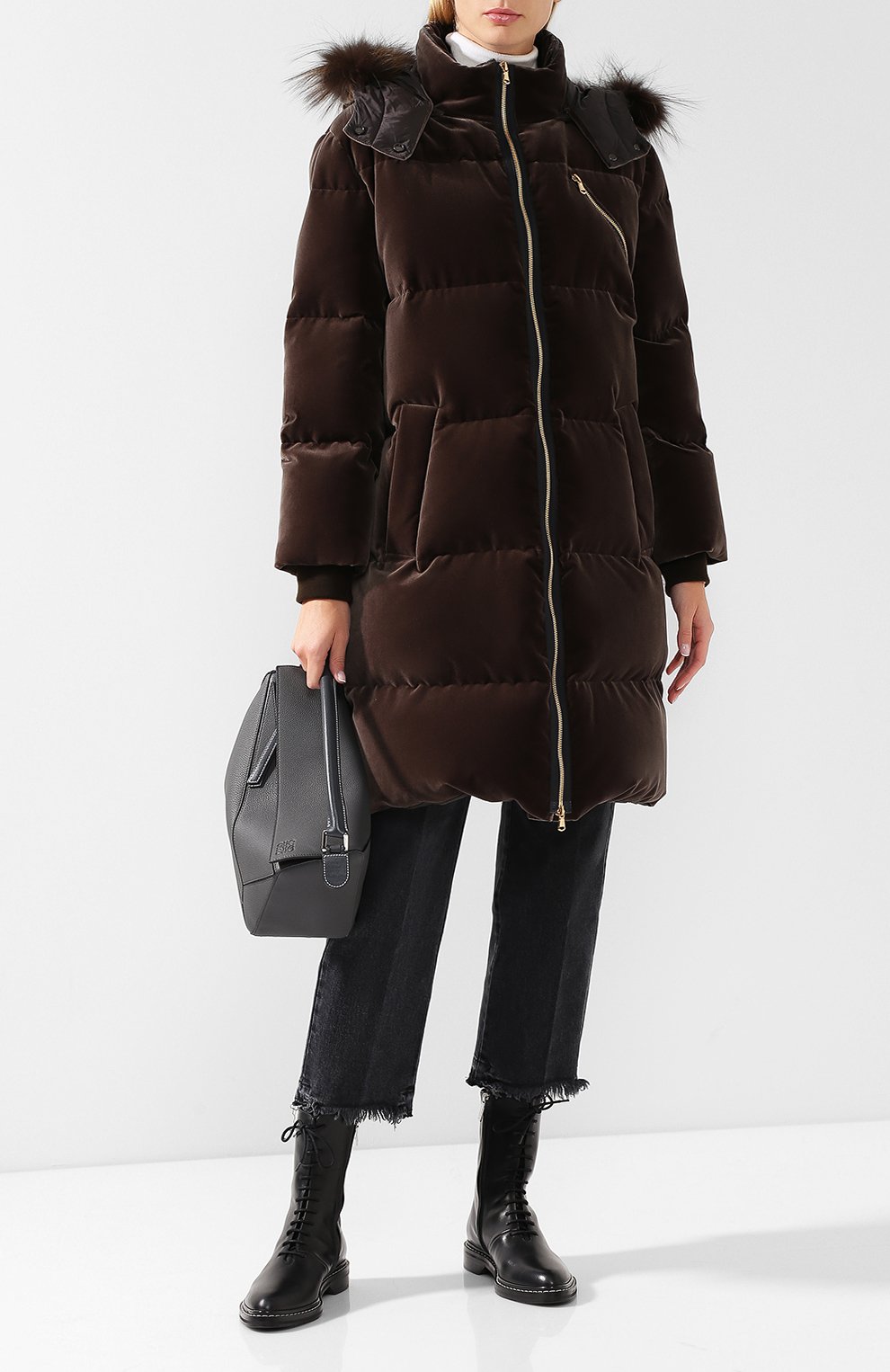Хлопковый пуховик с меховой отделкой капюшона BRUNELLO CUCINELLI, арт. MA5939302, фото 2