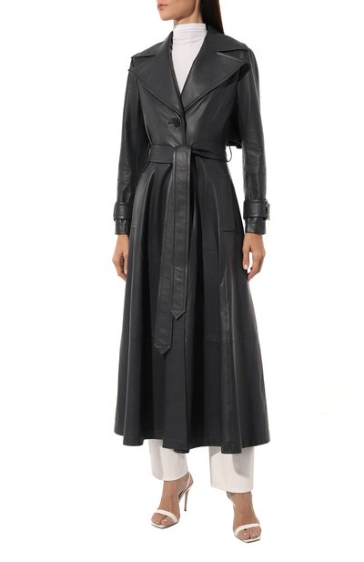 Кожаный плащ YANINA темно-серого цвета по цене 496280 руб., арт. T-2719, фото 3 Кожаный плащ YANINA, арт. T-2719, фото 3