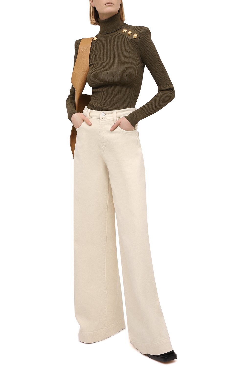 Водолазка из вискозы BALMAIN хаки цвета по цене 118500 руб., арт. VF13251/K211, фото 2 Водолазка из вискозы BALMAIN, арт. VF13251/K211, фото 2