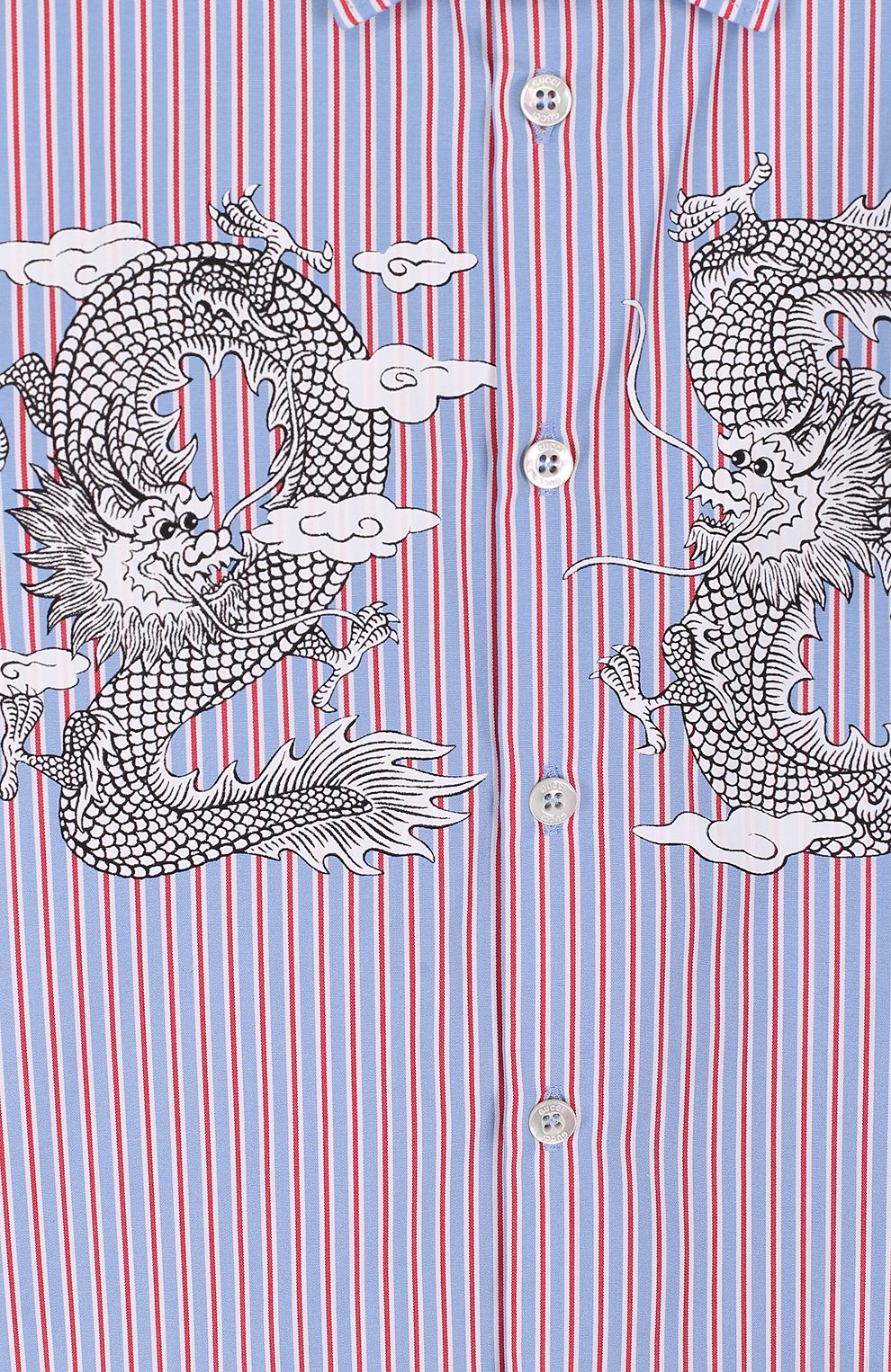 Хлопковая рубашка с принтом GUCCI синего цвета по цене 20600 руб., арт. 522750/XBE42, фото 3 Хлопковая рубашка с принтом GUCCI, арт. 522750/XBE42, фото 3