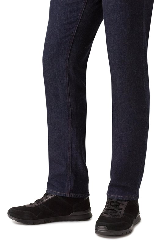 Замшевые кроссовки с отделкой из крокодила Kiton USSA114N0127703 Чёрный  USSA114N0127703 Фото 3