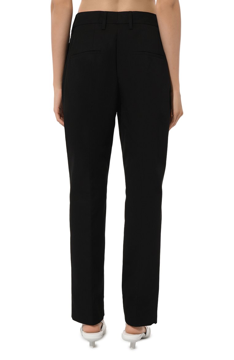 Женские хлопковые брюки PRADA черного цвета, арт. P288D-1BMS-F0002-202 | Фото 4 (Длина (брюки, джинсы): Стандартные; Материал внешний: Хлопок; Женское Кросс-КТ: Брюки-одежда; Стили: Кэжуэл; Силуэт Ж (брюки и джинсы): Прямые)