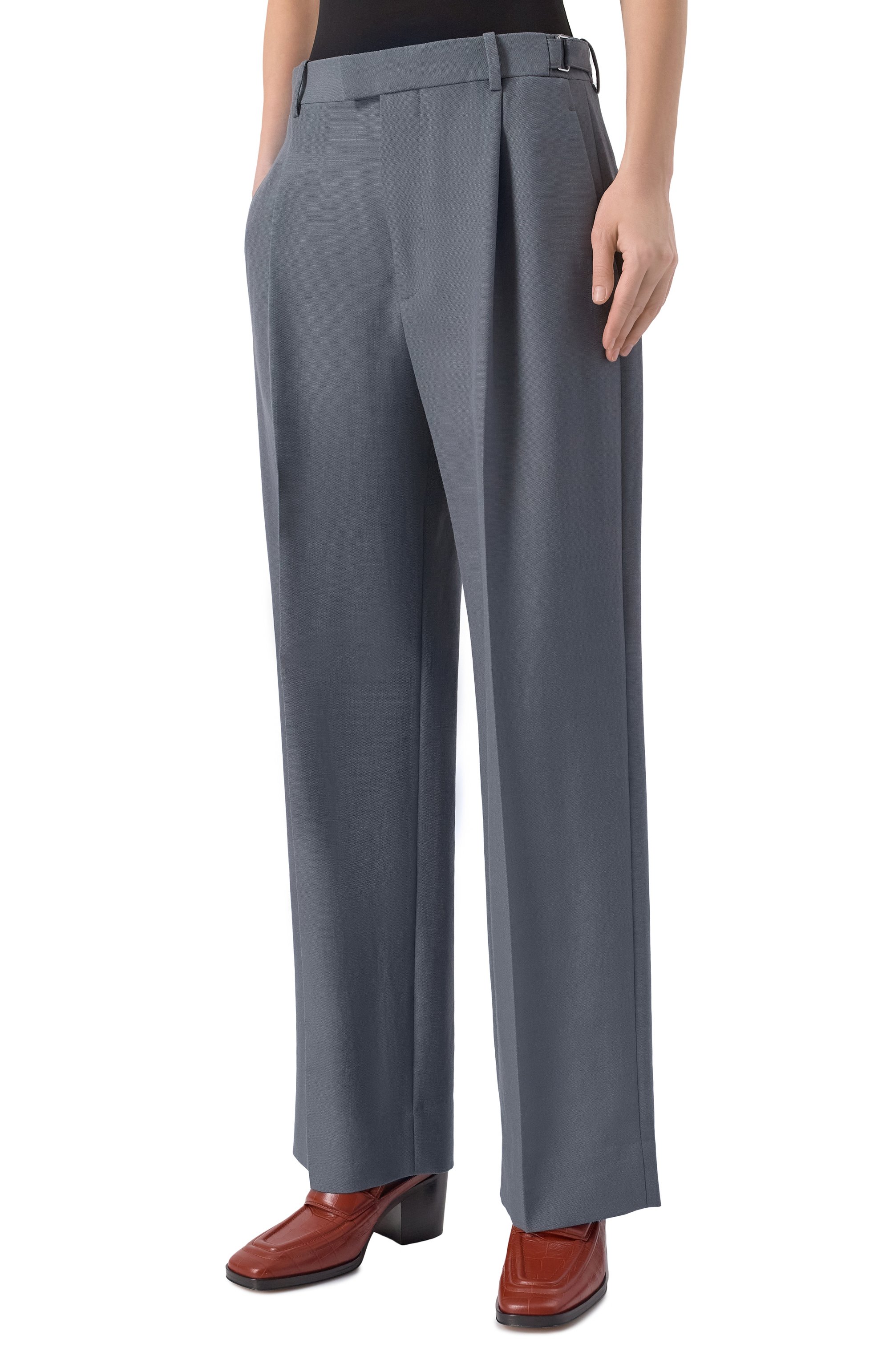 Шерстяные брюки BOTTEGA VENETA серого цвета по цене 163000 руб., арт. 812168/V4XY0, фото 3 Шерстяные брюки BOTTEGA VENETA, арт. 812168/V4XY0, фото 3