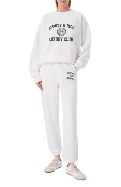 Хлопковые джоггеры luxury club SPORTY AND RICH белого цвета по цене 35050 руб., арт. PA0717842WH01/S&R LUXURY CLUB SWEATPANTS, фото 2 Хлопковые джоггеры luxury club SPORTY AND RICH, арт. PA0717842WH01/S&R LUXURY CLUB SWEATPANTS, фото 2